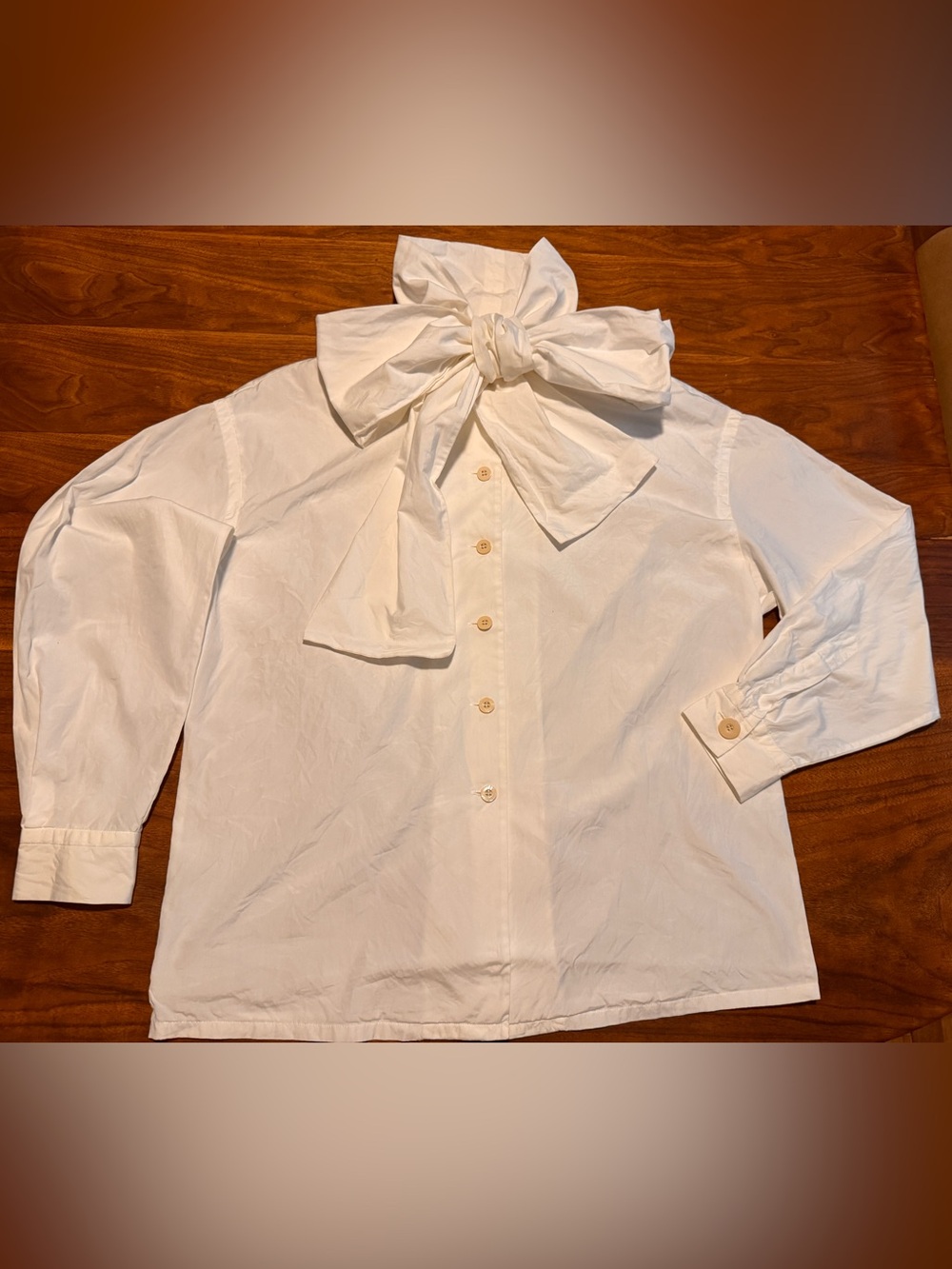 Charlotte Neuville Designer PussyBow 80-90s Cotton Shirt Vintage Excellent 14
